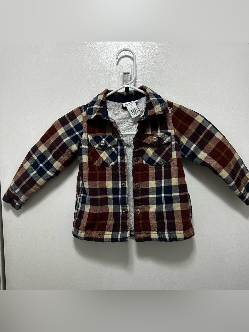 Tommy Bahama Kids‎ Plaid Faux Fur-Lined Jacket - Burgundy/Navy/Cream